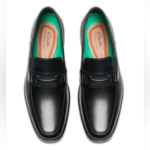 Clarks Men's Leather Black Clarkslite Bit Loafers Dress Shoes Cushioned Size 8.5